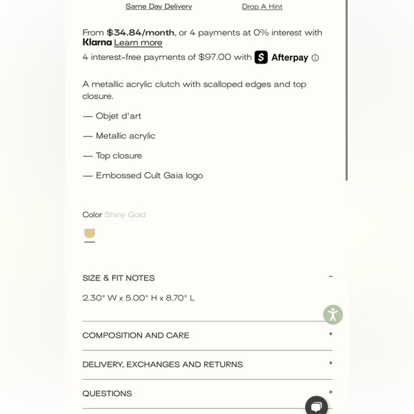 NEW - Cult Gaia Metallic Gold Paloma Wavy Clutch - Picture 15 of 16